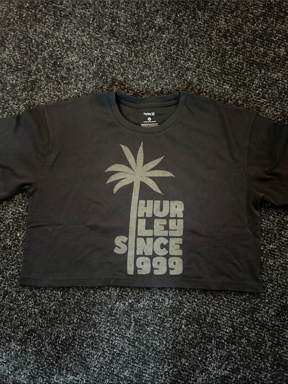 Hurley Black Palm Graphic Kids Short Sleeve Tee NWOT